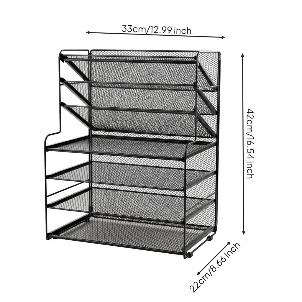 Desk File Organizer with Side Baskets Multi Slot Document