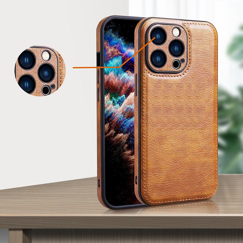Luxury Solid Color Leather Bumper Soft Phone Case For iPhone 16 Pro Max 14 11 12 13 15 Pro Max Camera Lens Protection Back Cover