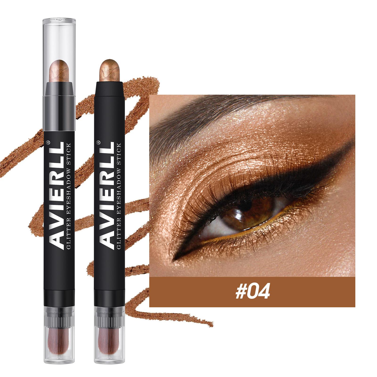 

Тени для век цвета шампанского и коричневого цвета с мерцающим металлическим финишем, водостойкие и стойкие универсальные кремовые карандаши для глаз для создания сияющих акцентов и подводки 4#