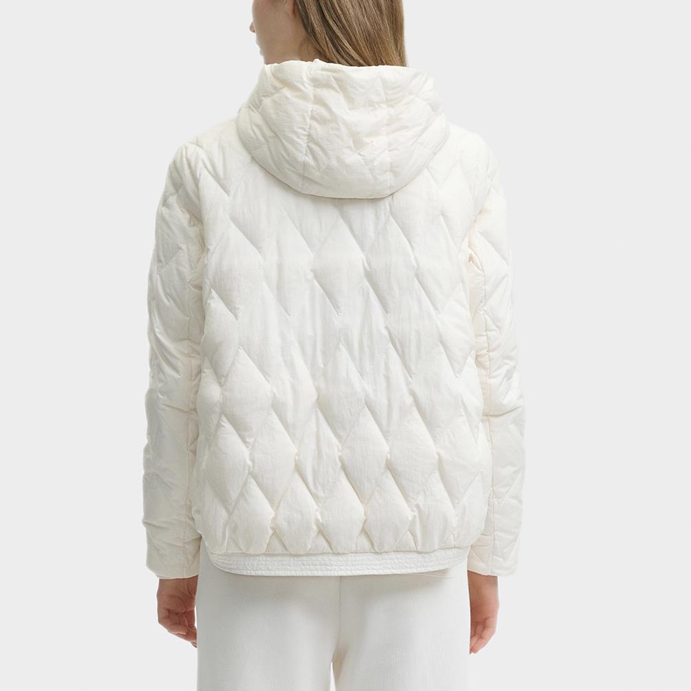 Fila Light Down Jacket Simple Windproof Hooded Puffer Coat Women Jackets Oatmeal F11W448906FBG