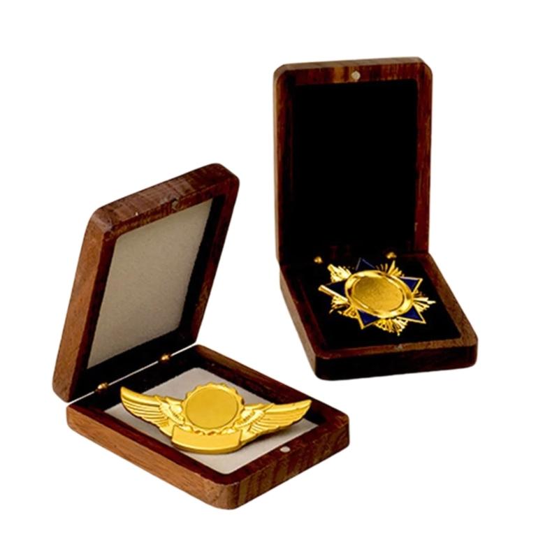 Wooden Coin Organizer Elegant Militarys Medals Storage Case Stylish Badge Presentation Box Jewelry Packaging Gift Box