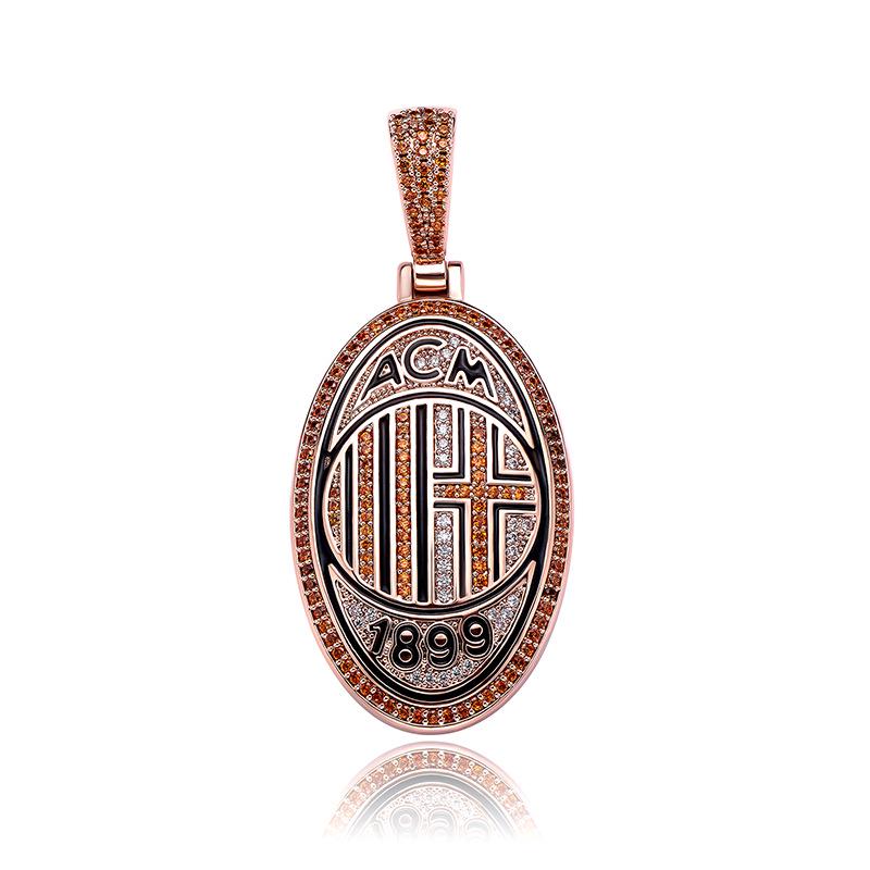 European & American Hip-Hop Football Club Badge Pendant with Colorful Drip Oil - Fan Commemorative Medal Necklace