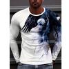 Autumn Men Tops Ferocious Eagle Animal Pattern 3D Digital Printing T Shirt Casual Men's Round Neck Long Sleeves Tees