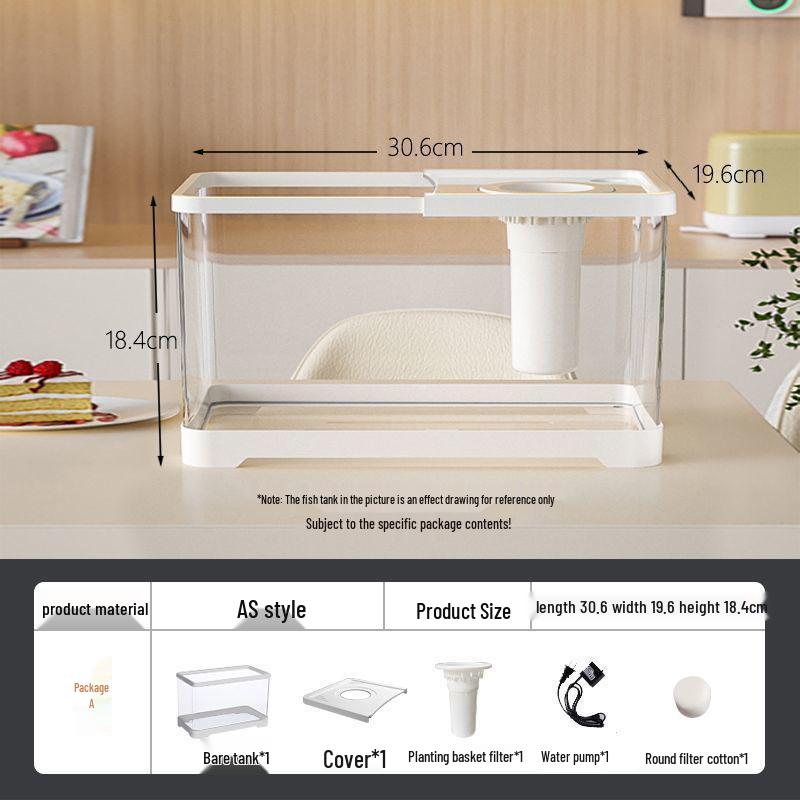 Goldfish Tank Desktop Aquarium with Filtration, Oxygenation, and Lid - Ecological Landscaping All-in-One for Living Room Household Use.