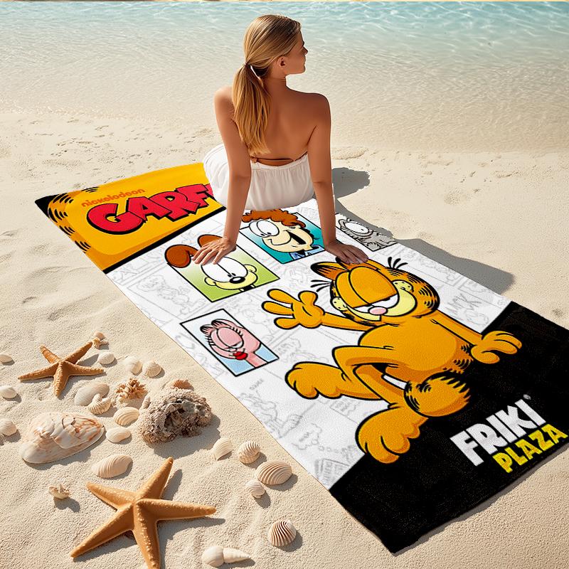 1Pc Garfield Comic Adventures Beach Towel, Quick Dry, Multi-Use for Beach Pool Gym Yoga Home Travel, Christmas, Halloween, Xmas Gift M929457