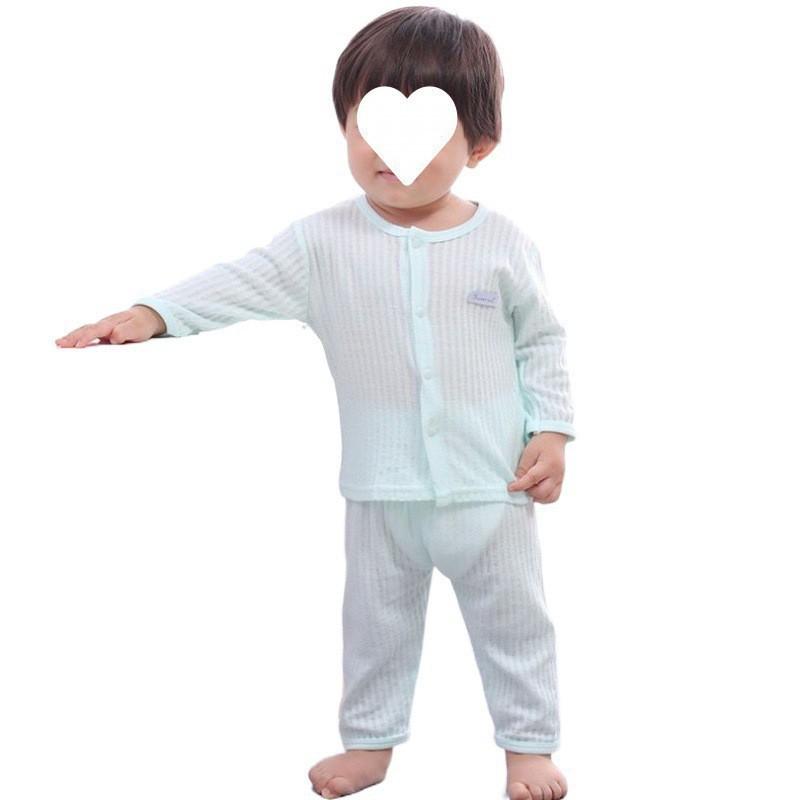 Lightweight Summer Baby Air Conditioning Outfit For Boys And Girls Long Sleeve Cotton Pajama Set