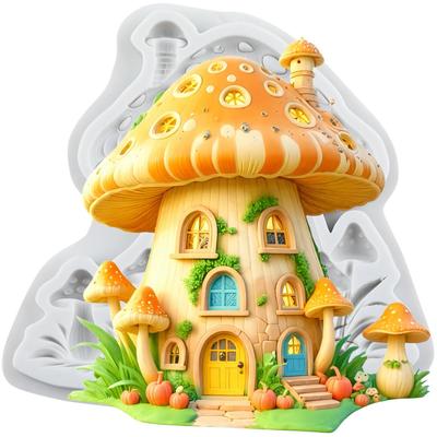 Pilzhaus Silikonformen Haus Fondantform Kuchen Dekorationswerkzeuge Cupcake Topper Schokolade Süßigkeiten Handwerk Gummipaste Polymer Clay