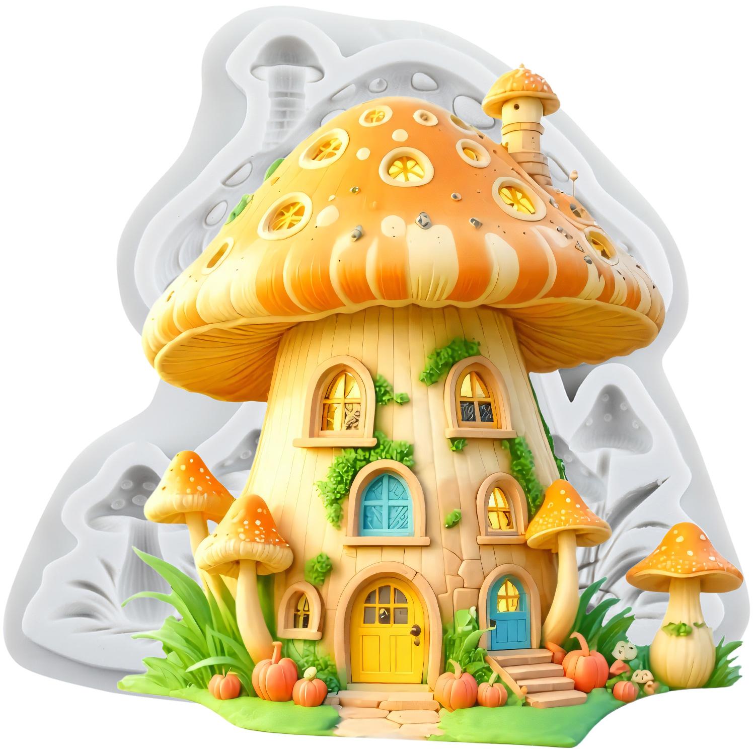 

Силиконовые формы «Грибной домик», форма для мастики «Домик», инструменты для украшения торта, топпер для кекса, для шоколадных конфет, для мастики, для полимерной глины серый