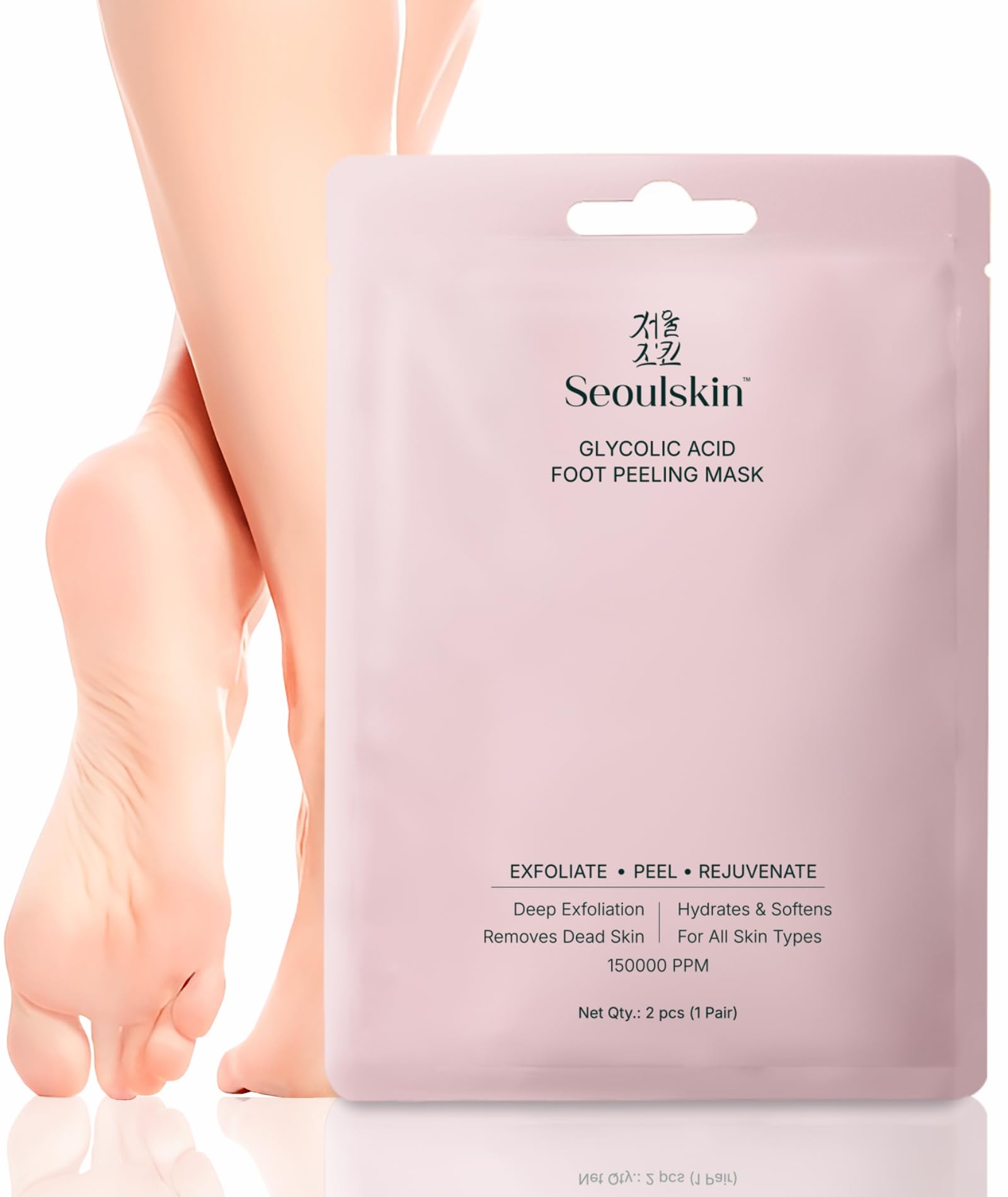 SeoulSkin Glycolic Acid Foot Peeling Mask (1 Pair), Korean Peeling & Exfoliating | Deep Exfoliation with Glycolic Acid, Removes Dead Skin, Cruelty-