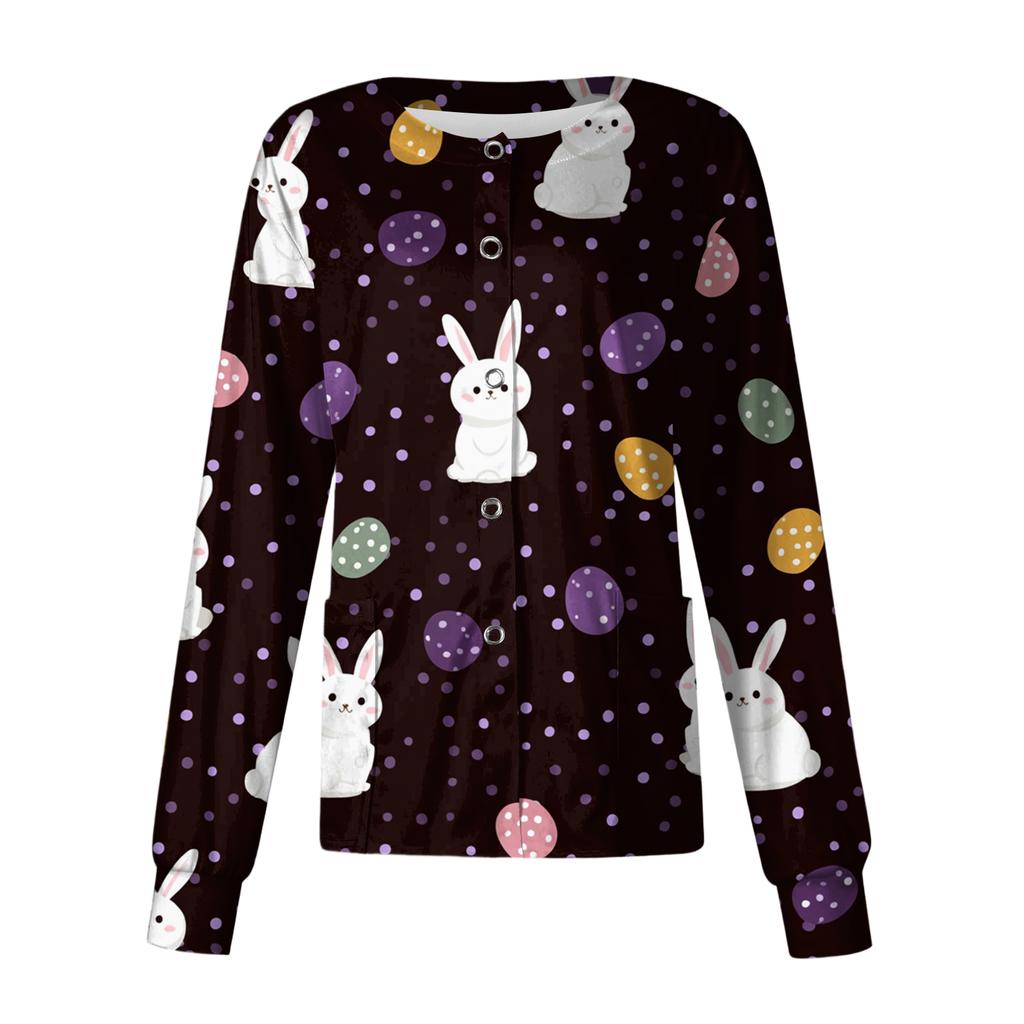 Women's Casual Long-sleeved Single-breasted Printed Protective Clothing Cardigan Top