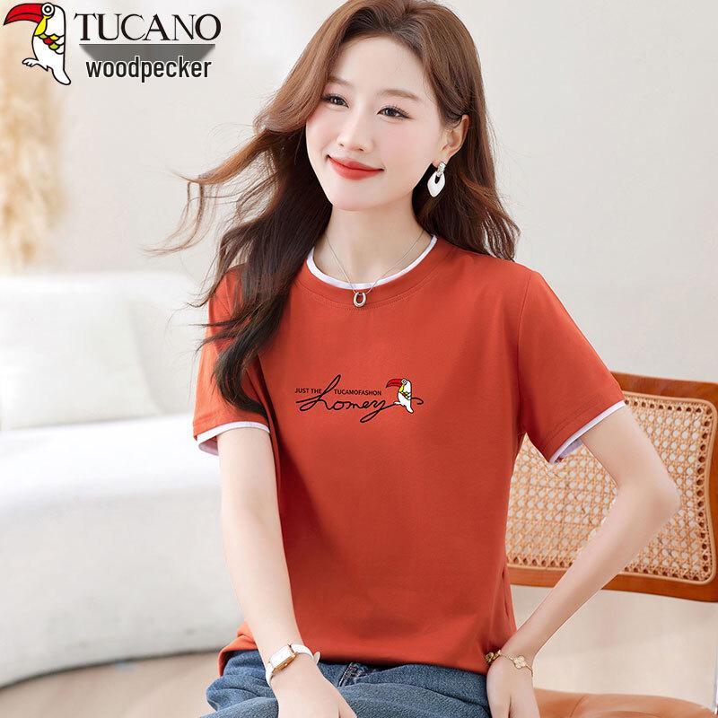 Woodpecker Women's Pure Cotton Layered Round Neck T-Shirt