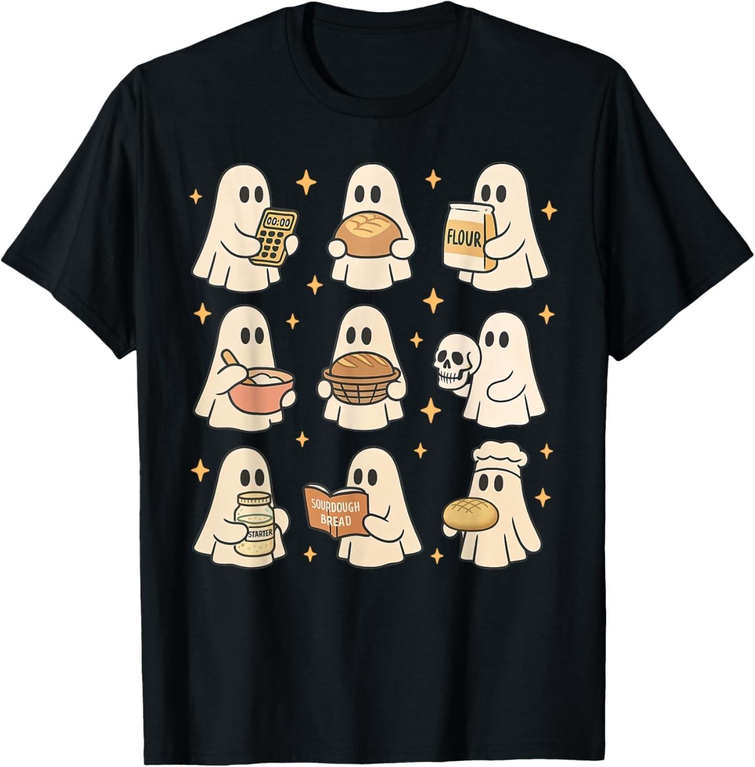 Sourdough Bread Halloween Cute Ghost Homemaker Baking Baker unisex T-Shirt Mens Womens Tees Top XL