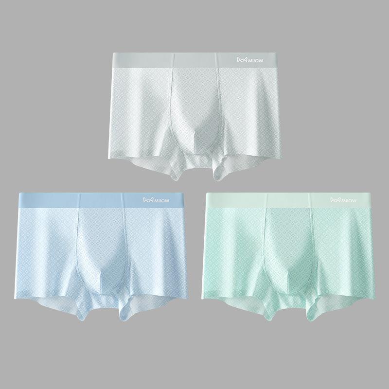 

3pcs Men s Ice Silk Underwear Seamless Mesh Thin Underwear Breathable Men s Flat Corner Pants Boxer Brief L