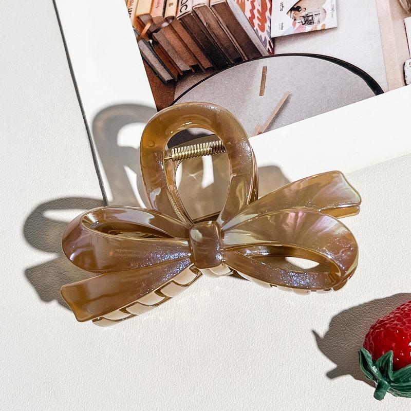 Jelly-colored Bow Back Head ClawLarge Hair Claw Updo Shark Clip Hair Accessory