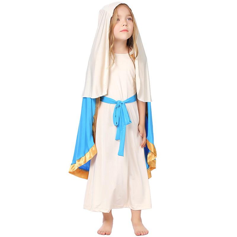 Blue Gold White Cape Dress Set Western Classical Court Style Halloween Stage Parent-Child Performance Costume