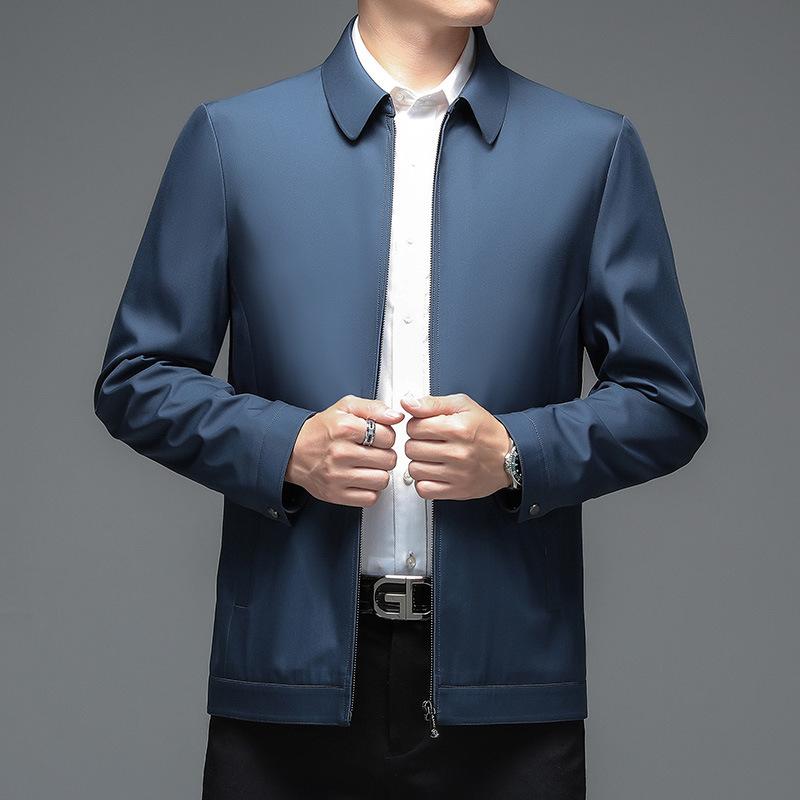 Spring New Men's Jacket Business Casual Lapel Middle-aged Dad Jacket Men's Thin Jacket