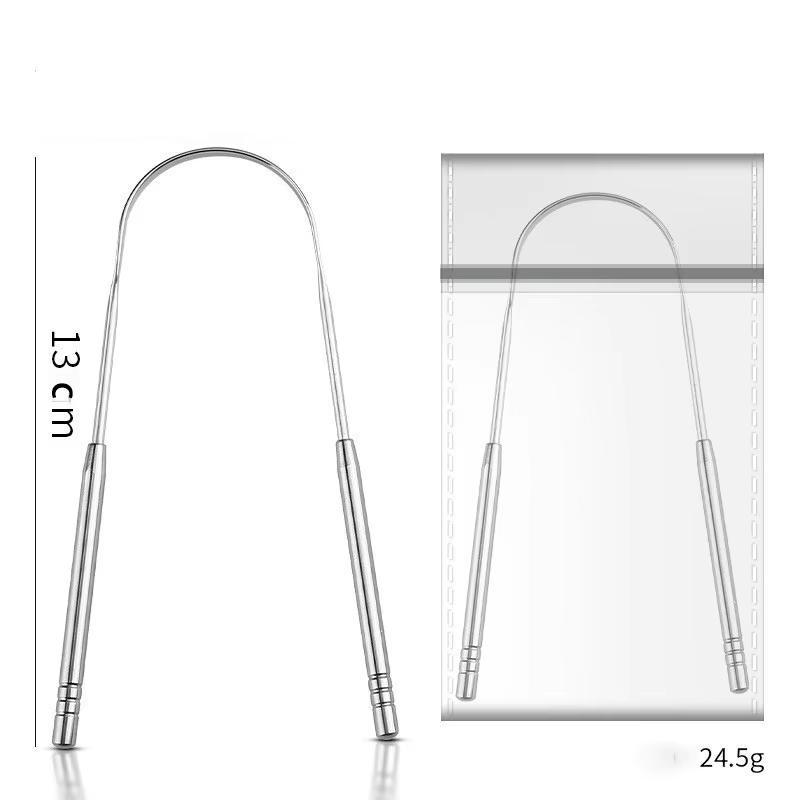 1/2Pcs Stainless Steel Tongue Scraper U-Shaped Metal Fresh Breath Cleaning Coated Oral Hygiene Care Tools