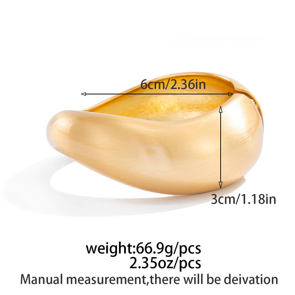 Exaggerated Metal Matte Texture Wide-Sided Bracelet, Irregular Design Water Drop Spring Bracelet