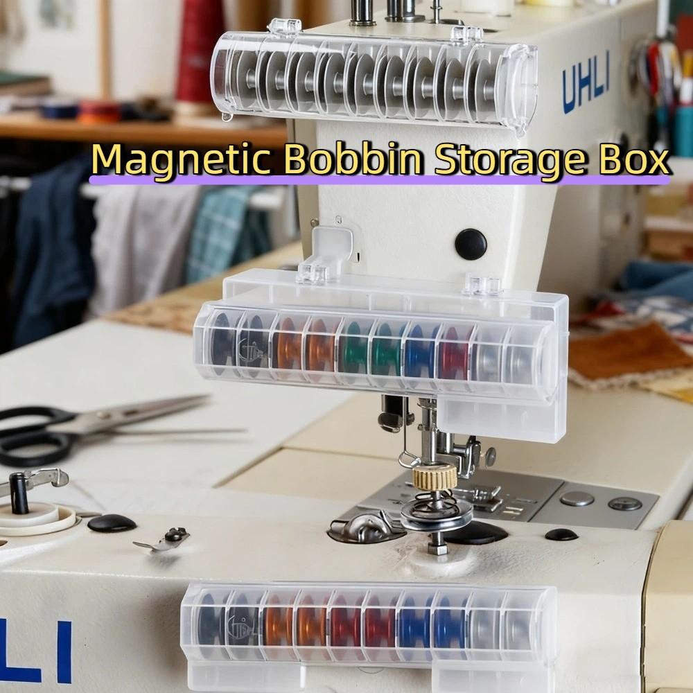 Transparent Magnetic Bobbin Storage Box Plastic Clear Bobbin Case  Home Sewing