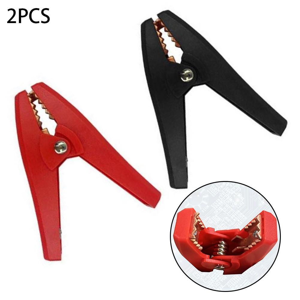 2PCS  Insulated For Alligator Clips 100A90mm Black & Red Car Battery Clips