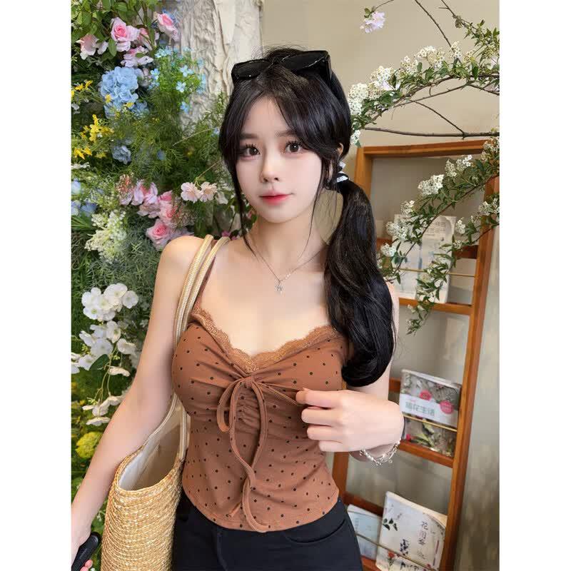 Women's Sexy Lace Polka Dot Camisole Top