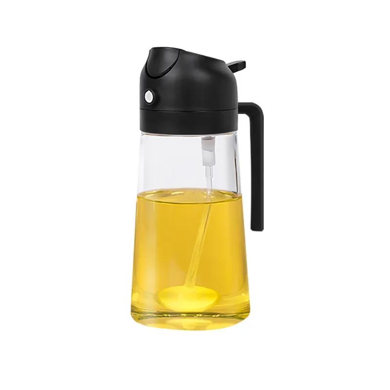 2 In 1 Glass Oil Spray Bottle with Pour Spout - Dual - Purpose for Olive Oil, Soy Sauce - Camping, Bbq, Baking & Picnic Tool