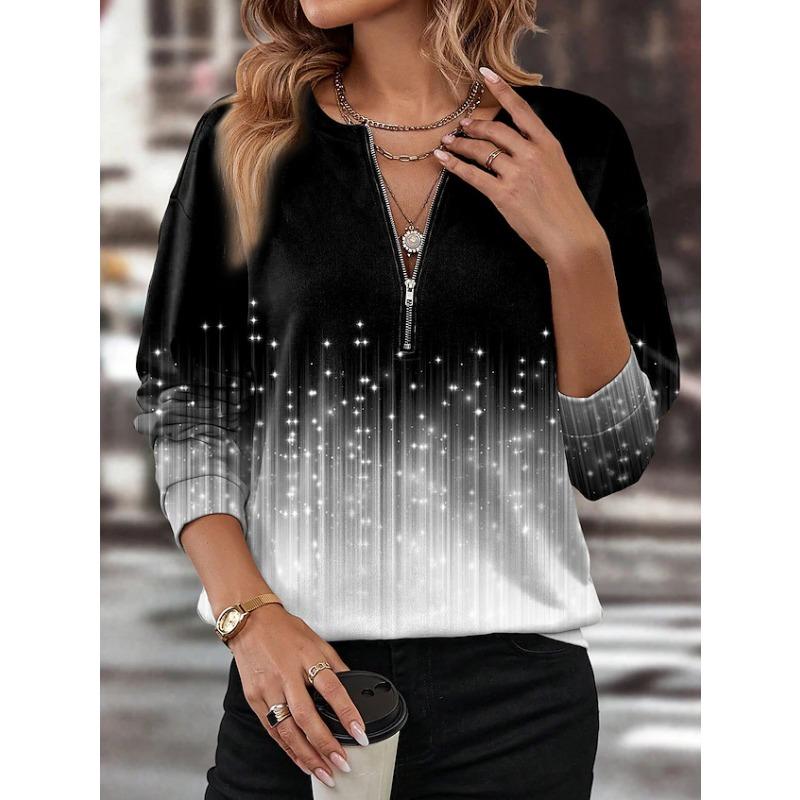 

Осенне-зимняя женская толстовка с V-образным вырезом на молнии с индивидуальным принтом и длинными рукавами для женщин, пуловеры и длинные рукава для женщин 3XL чёрный