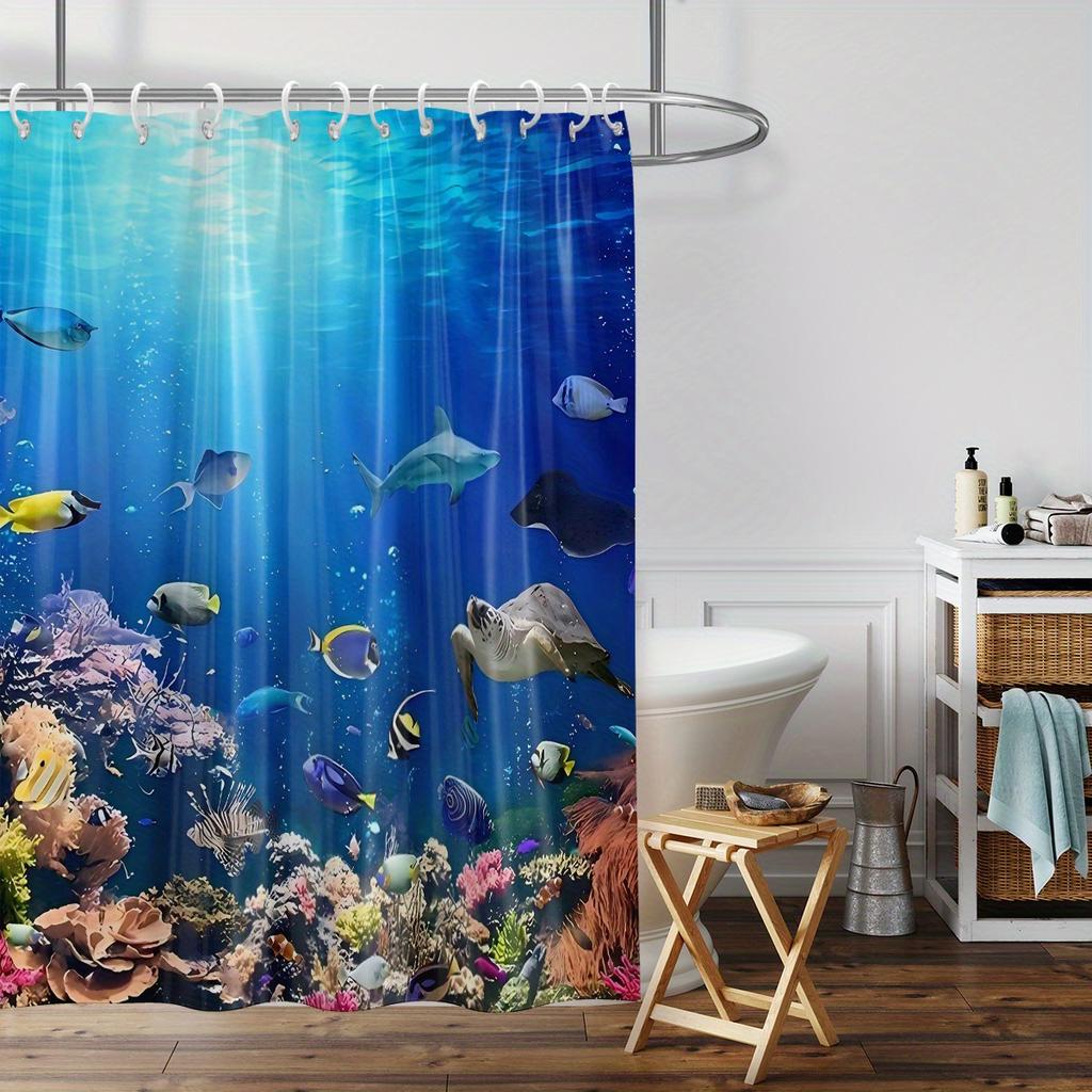 Tenda da Doccia Mondo Sottomarino Vivace Pesci e Barriera Corallina - Lavabile in Lavatrice, Barriera per la Privacy in Bagno e Decorazione per la Casa