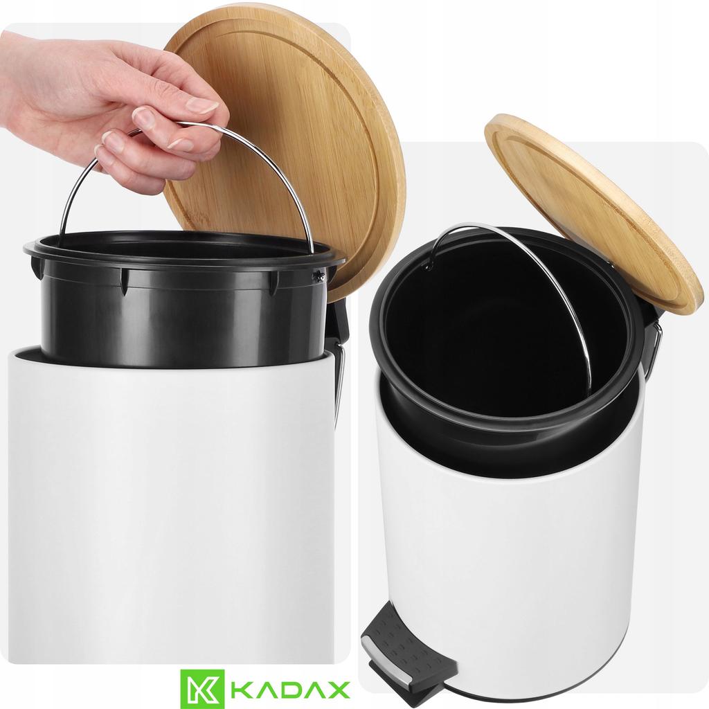 KADAX Bathroom Trash Can 3L Waste for Bathroom with Pedal Bamboo