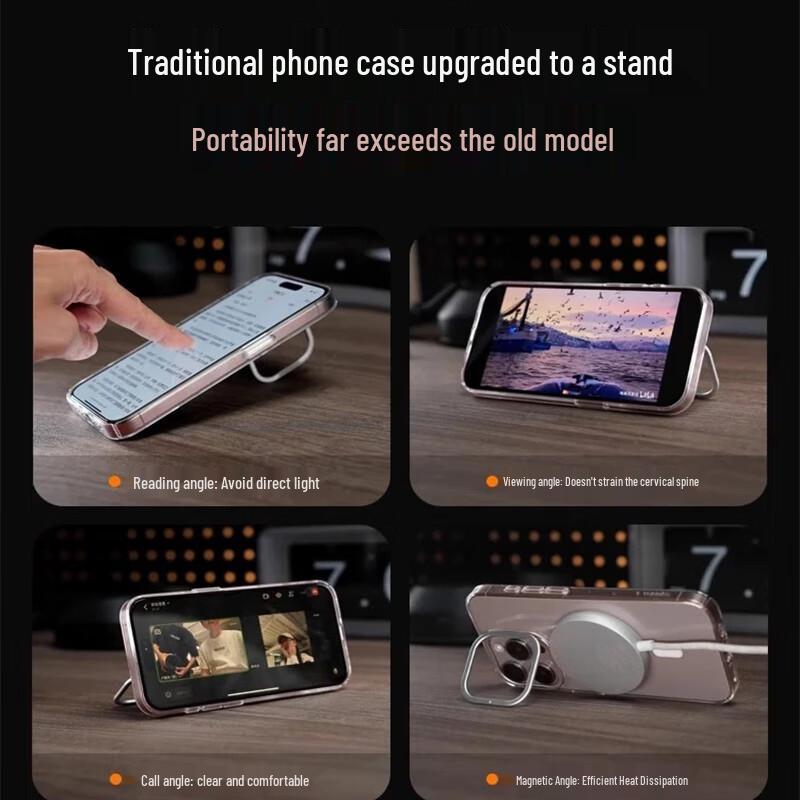 TORRAS Clear Phone Case with Invisible Lens Kickstand