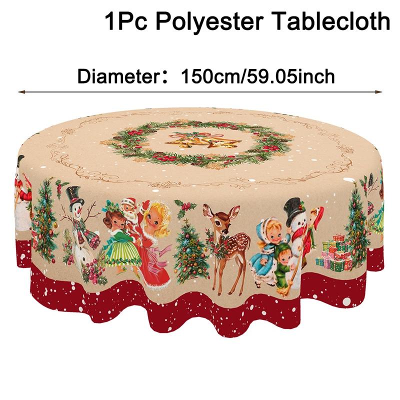 Vintage Christmas Tablecloth Snowman Elk Table Cover Christmas Decorations for Home 2026 Xmas Gifts Navidad Noel New Year 2026