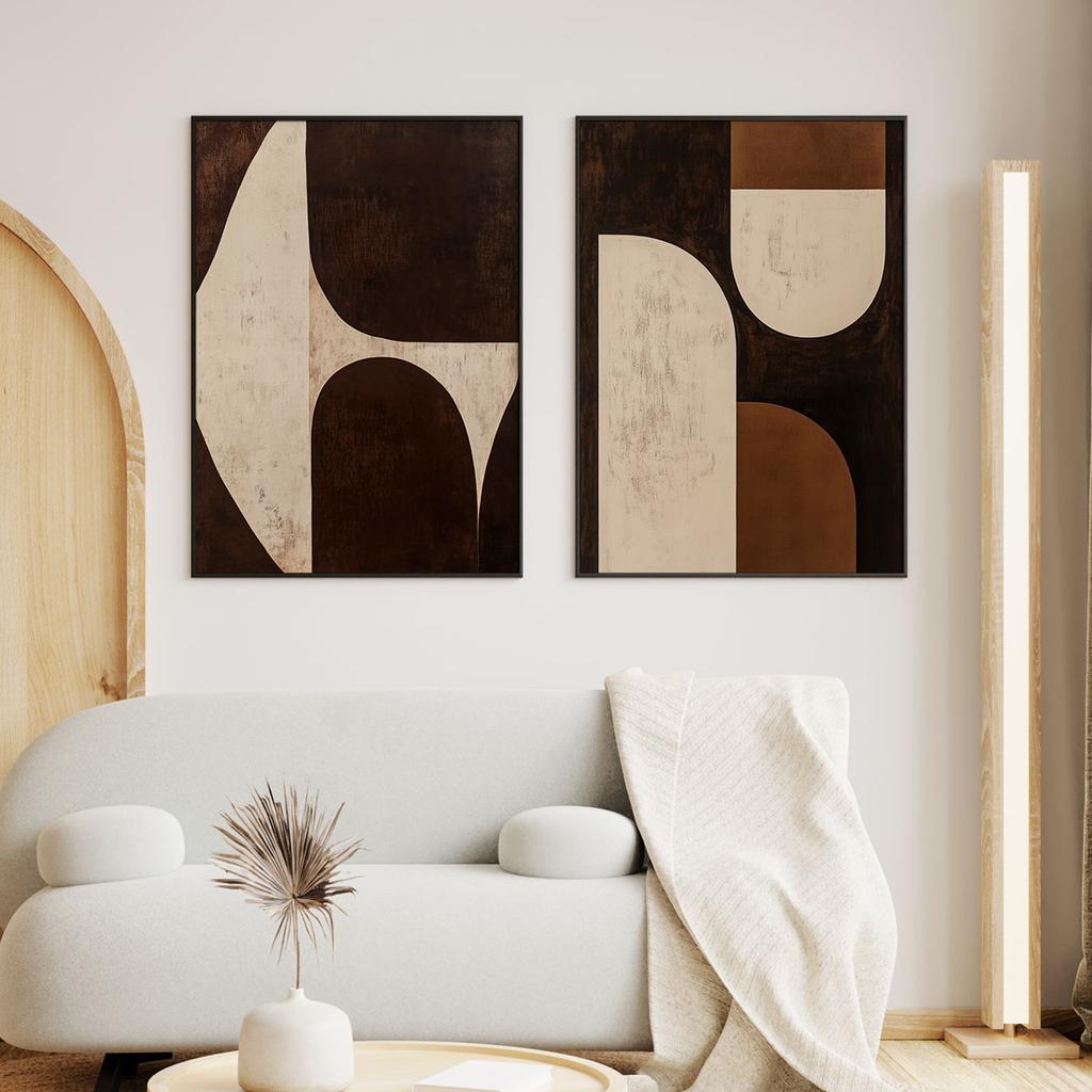 Zestaw dwóch plakatów brązowe geometrie