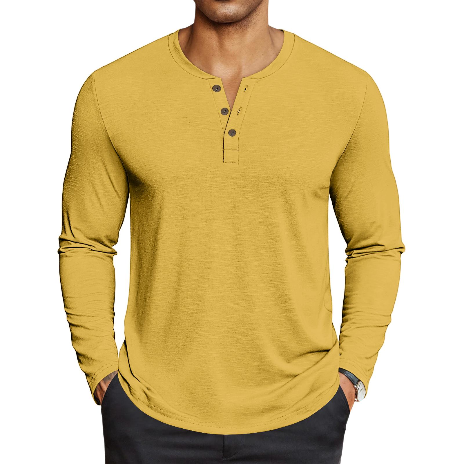 

Мужской повседневный однотонный оверсайз топ с длинным рукавом XL жёлтый