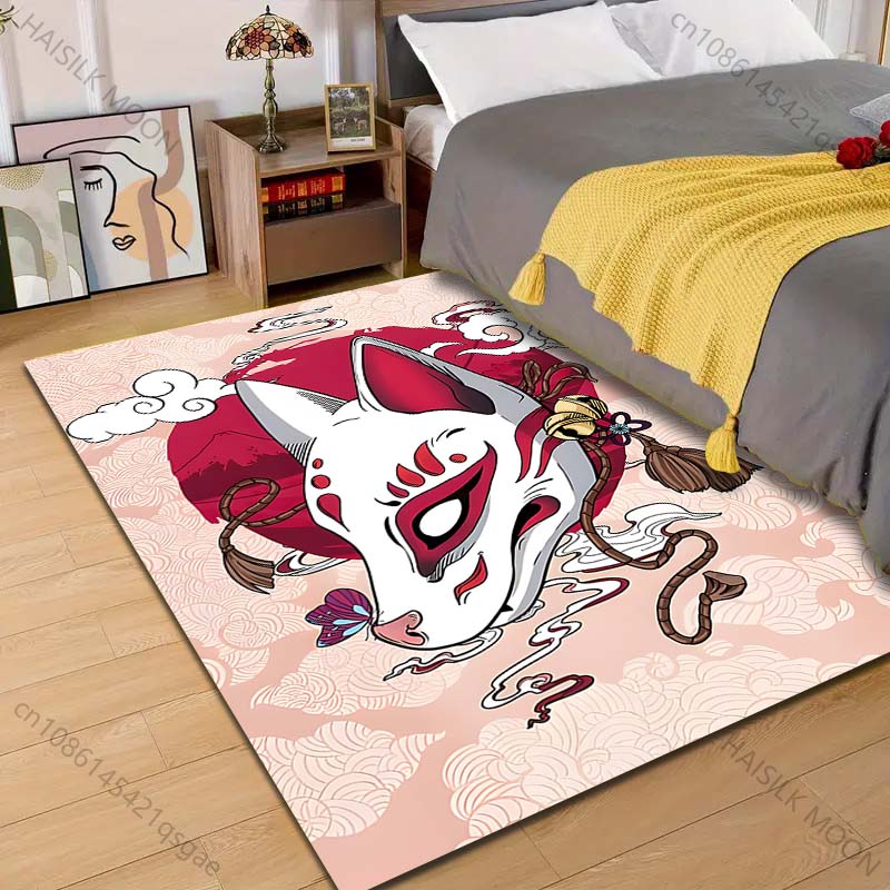 

1PC Fox mask with red background Pattern Rug Carpets for Bedroom Living Room Sofa Mat Creative Door Mat Cloakroom Home Decor 40cm x 60cm