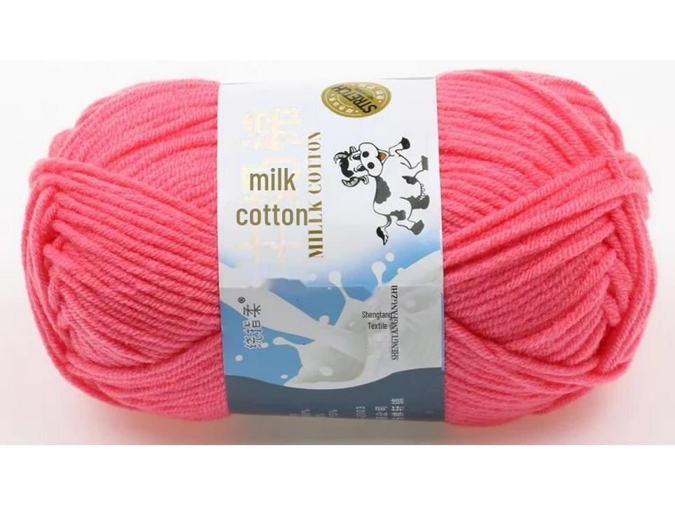 5-Strand Milk Cotton Baby Wool Hat & Scarf Hand-Woven Medium-Thick Yarn Set