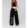Women's Black & White Korean Street Dance Hip-Hop Drawstring Pants