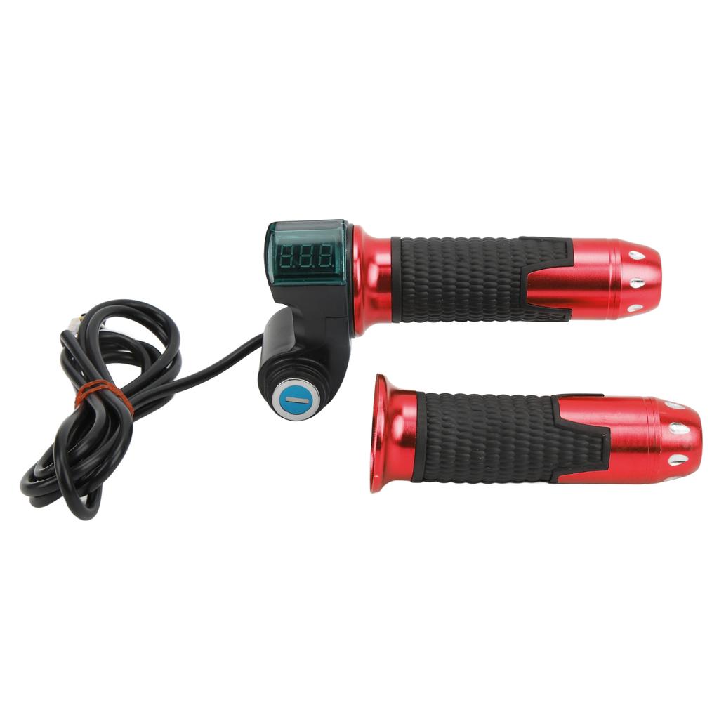 1 Pair Electric Bicycle Throttle Handle Twist Throttle Accelerator Grip with Green Digital Display