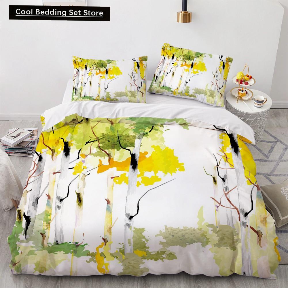 Blume Vogel Königin König Bettbezug Bunt Tropisch Floral Bettwäsche Set für Frauen Aquarell Pflanze 2/3tlg. Polyester Steppdeckenbezug