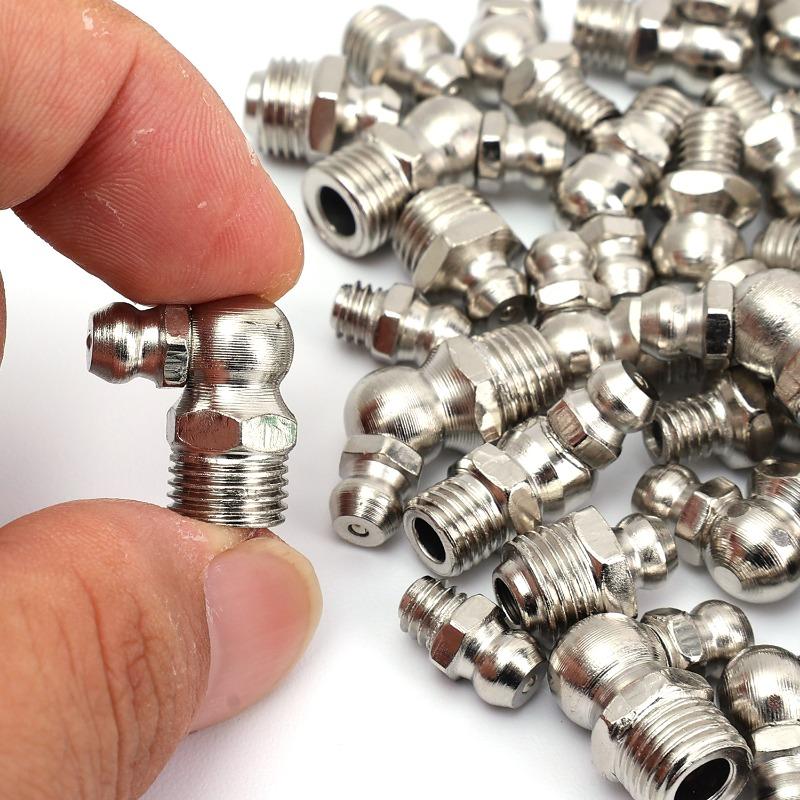 Metric Grease Nipple Kit Straight Zinc Plated Metal Grease Nipple with Storage Box Hydraulic Grease Nipple Coupler 45°/90° Angle
