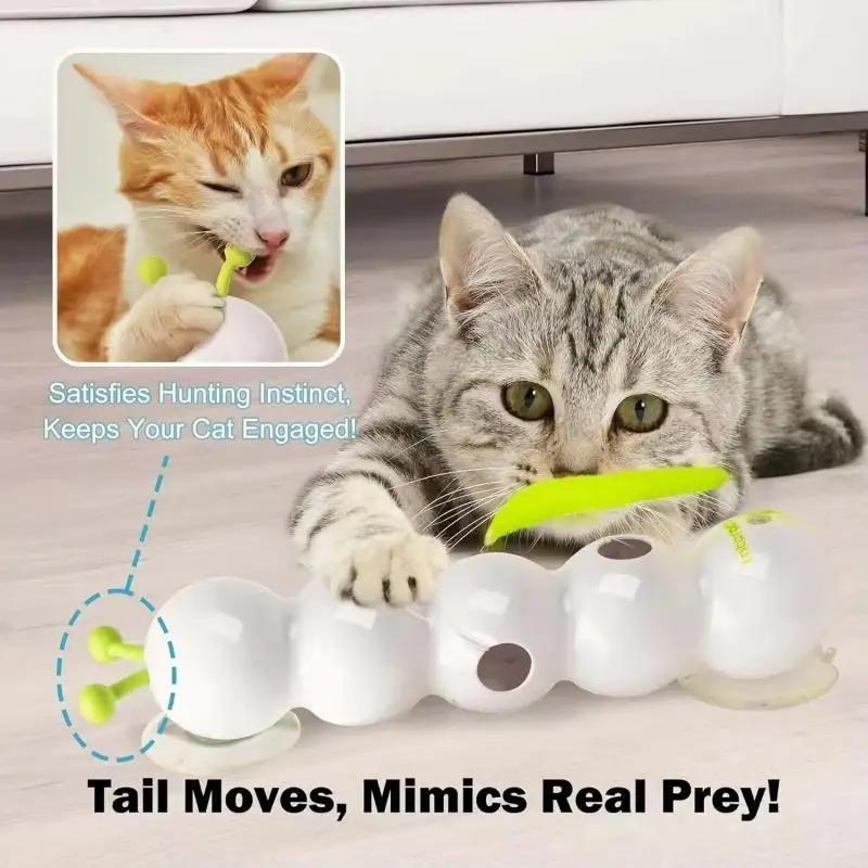1Pc Intelligent Interactive Cat Toy with Replaceable Prey Tail Smart Motion Worm Cat Toy for Indoor Cats Interactive Caterpillar Design Cat Dog Toy