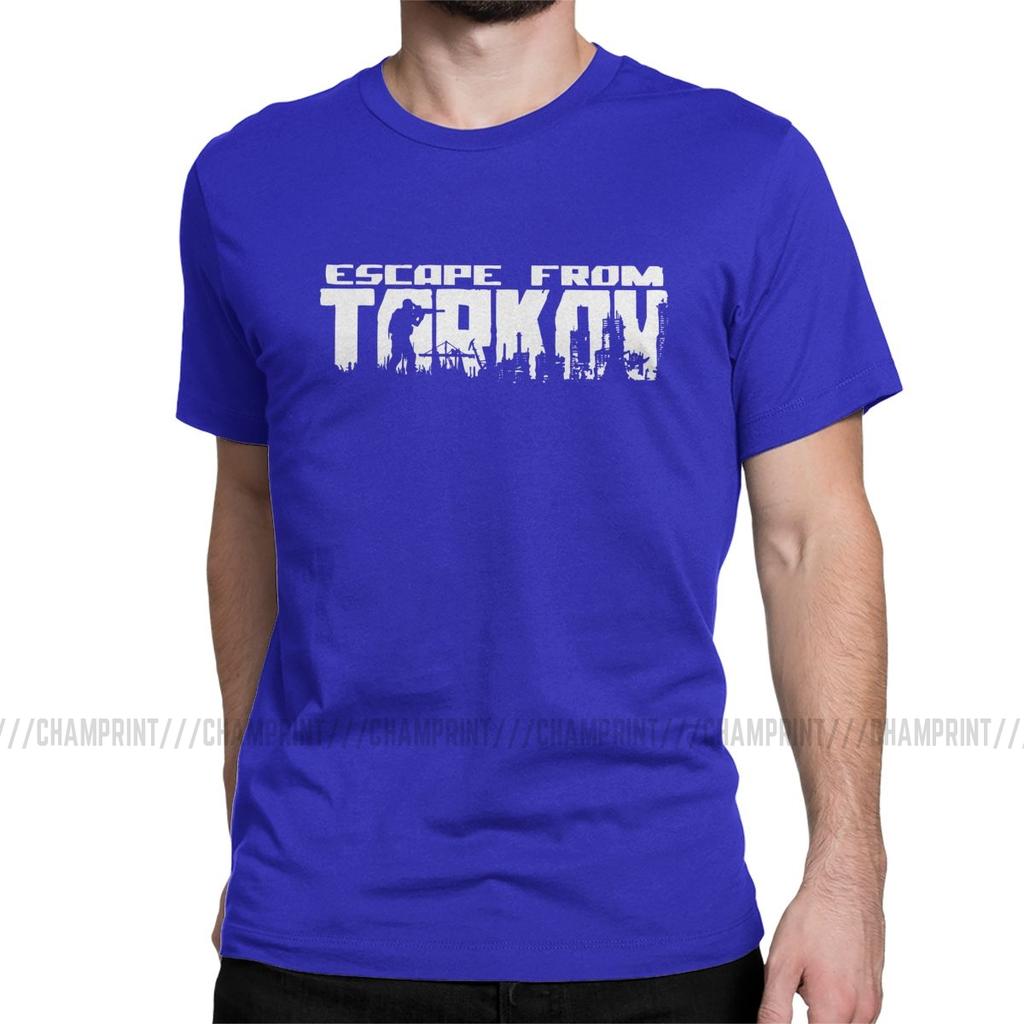 Escape From Tarkov Logo T Shirt for Men 100 Cotton Casual TShirt O Neck Survival Shooter Game Tees Short Sleeve Tops 5XL 6XL