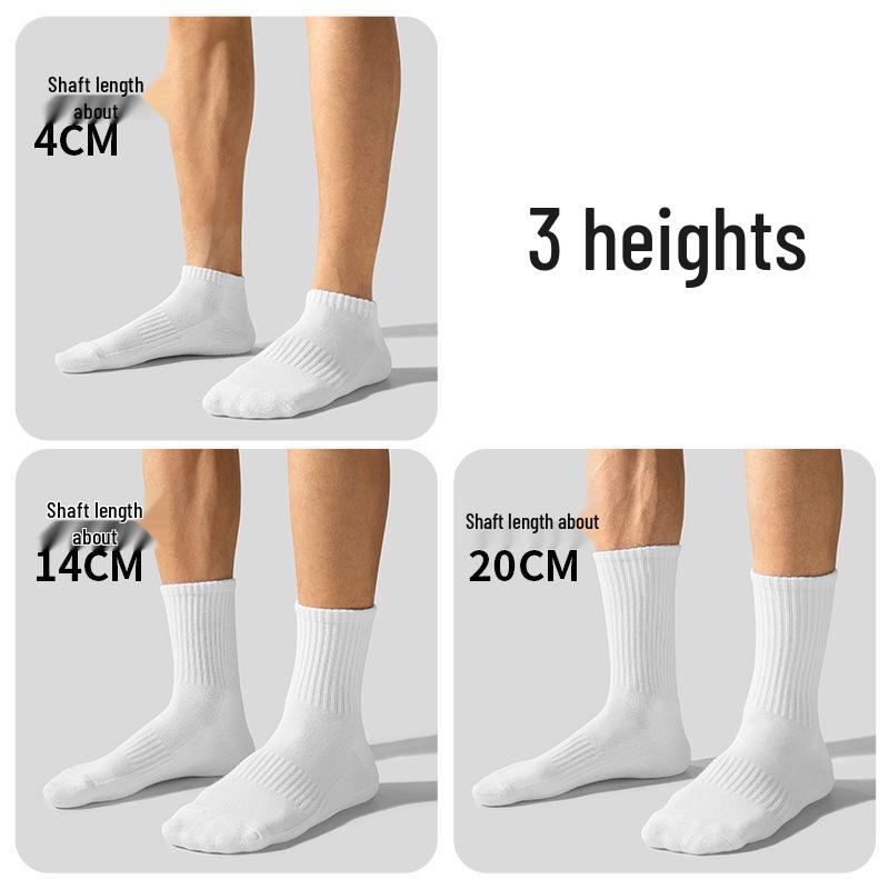 10A Antibacterial Xinjiang Cotton Mid-Calf Socks - Summer White & Black Sports Socks for Men and Women