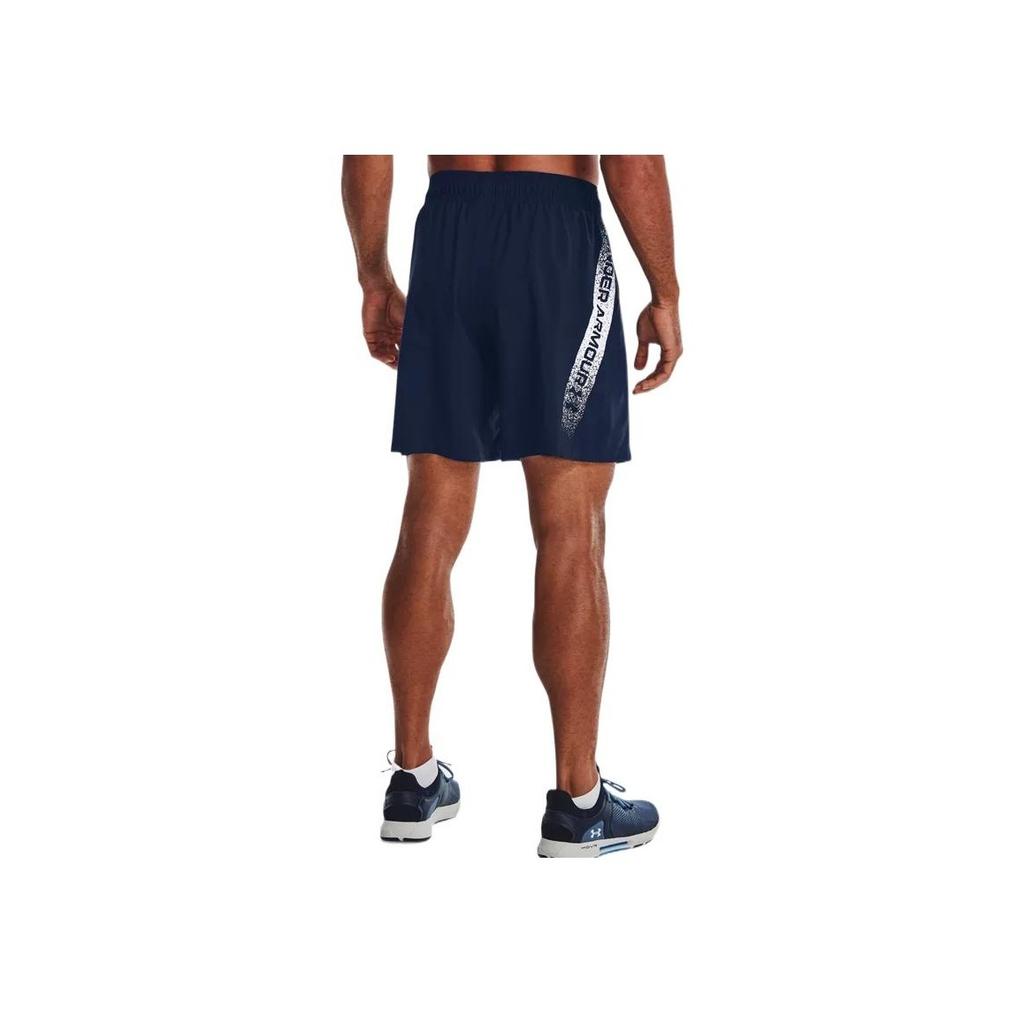 Under Armour Printed Solid Mid-Waist Fitted Woven Sports Shorts Men Bottoms Academy-Blue 1370388-408