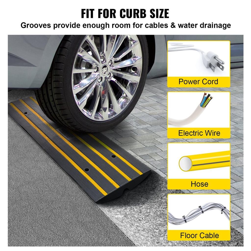 Curb Ramp, 2.6" Rise Rubber Driveway Ramps, Heavy Duty 33069 Lbs Weight Capacity Threshold Ramp, Curbside Bridge Ramps for Loading Dock Garage