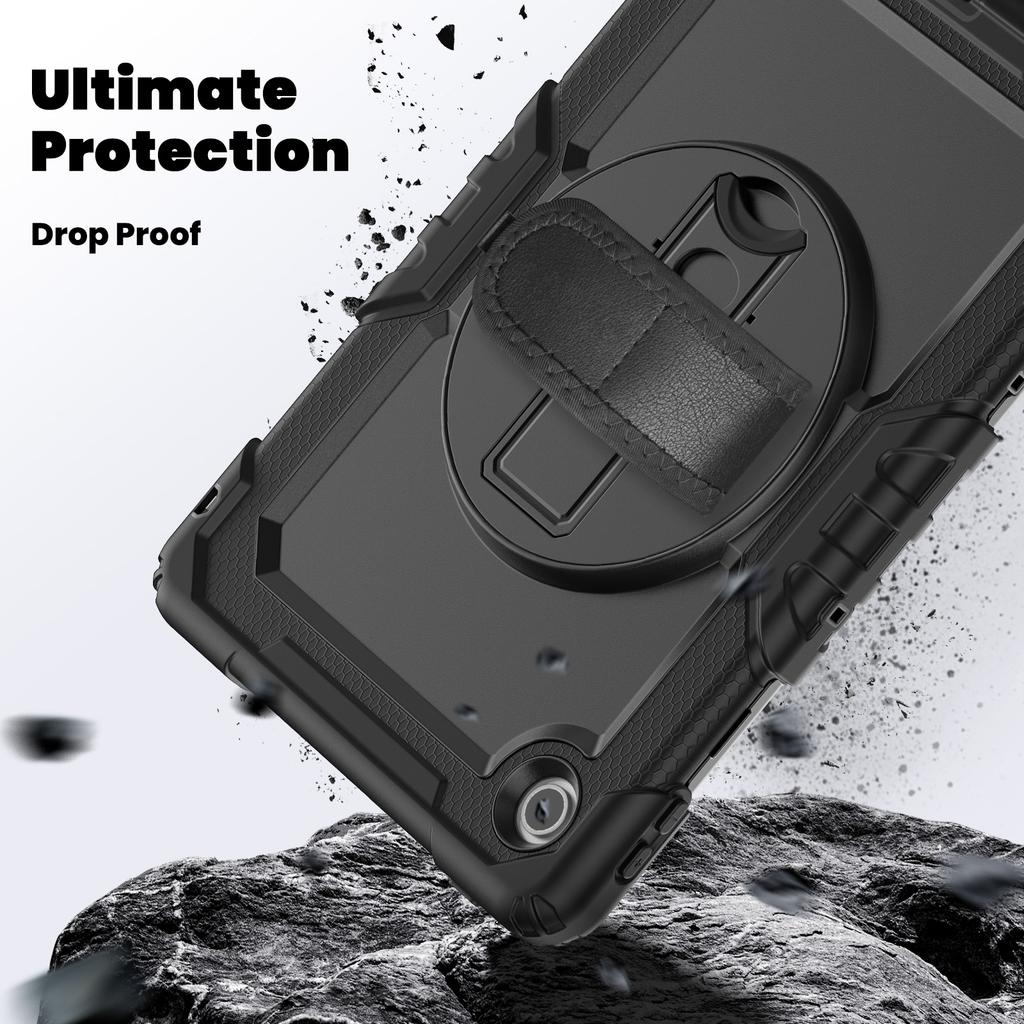 For Lenovo Tab 10.1 (2025) TB-311XU/Tab TB311FU Case PC + Silicone Tablet Cover with PET Anti-Scratch Film and Shoulder Strap