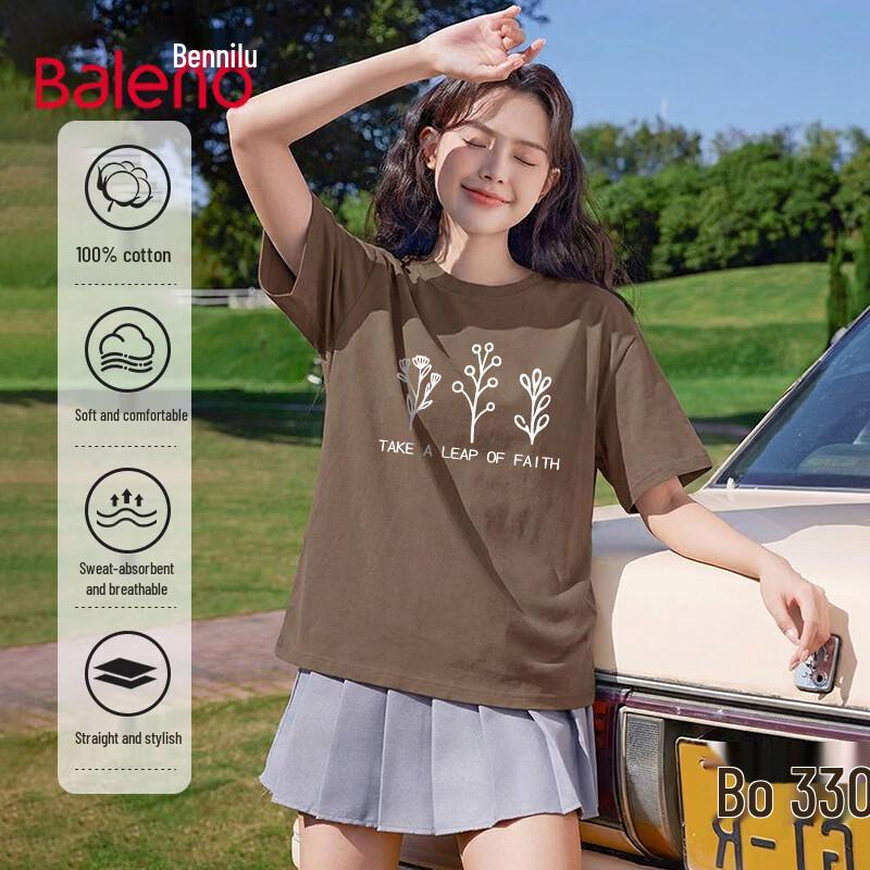 

Baleno Women s Embroidered Cotton Short Sleeve T-shirt S