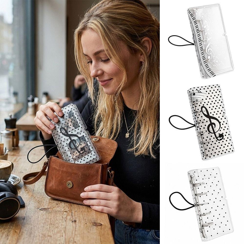 Music Note Design Loose Leaf Notebook Cover Transparent Journal Cover INS M5 Half Size Binder
