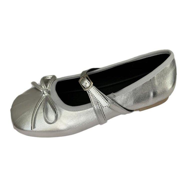 Black light mouth ballet flat-soled single shoes for women's 2025 new summer skirt French round head Mary Jane shoes