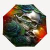 Skull Roses- Automatic Umbrella, Four Seasons Portable Folding Umbrella, Suitable for Men and Women, Travel, Daily Compact Umbrella, Outdoor