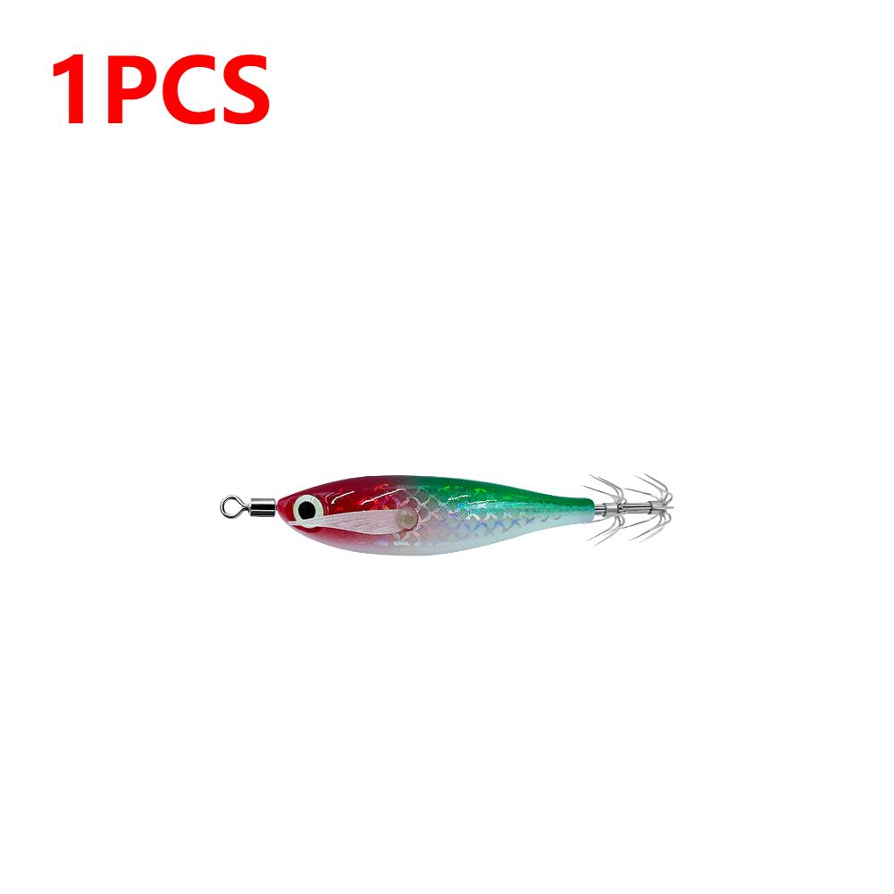 1-3 Stück leuchtender Tintenfischköder Haken Salzwasser Angelköder Künstliches Ei Holzgarnele Köder Meeresfischen Oktopus Sepia Tintenfischköder